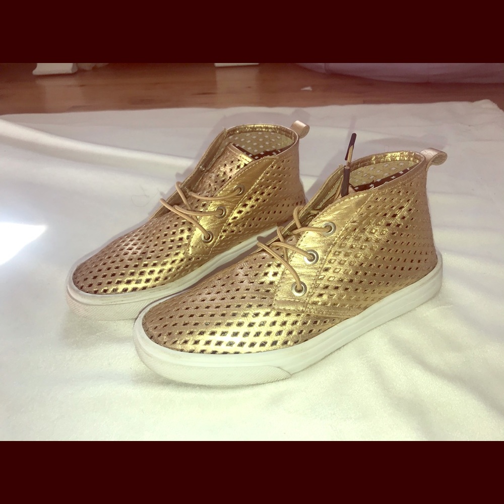 Gold high top sneakers